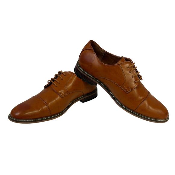Vostey Mens Size 9.5 Chestnut Brown Oxford Lace Up Closed Round Toe Dress Shoes main image 7